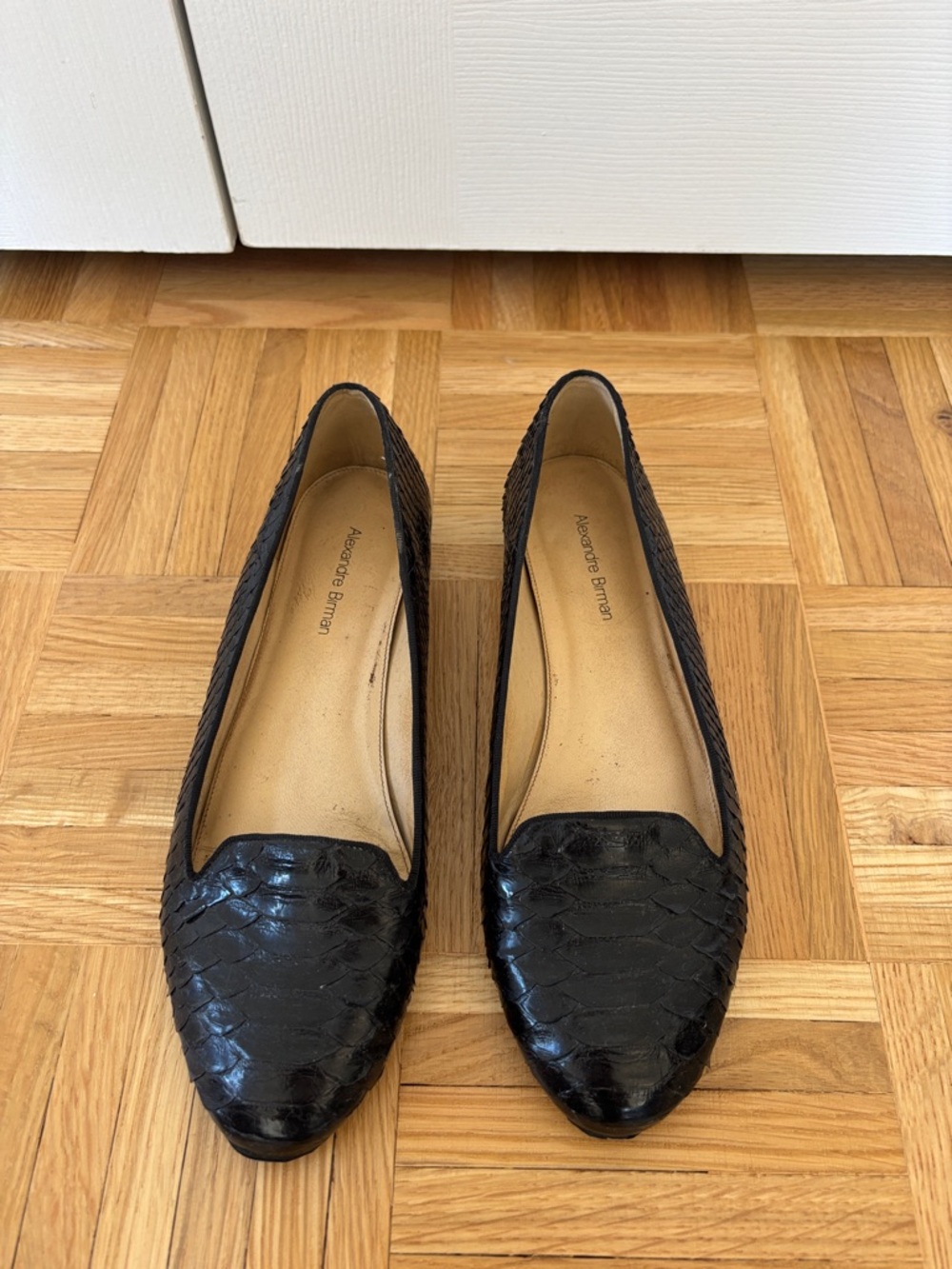 Alexandre Birman Black Textured Leather Loafers